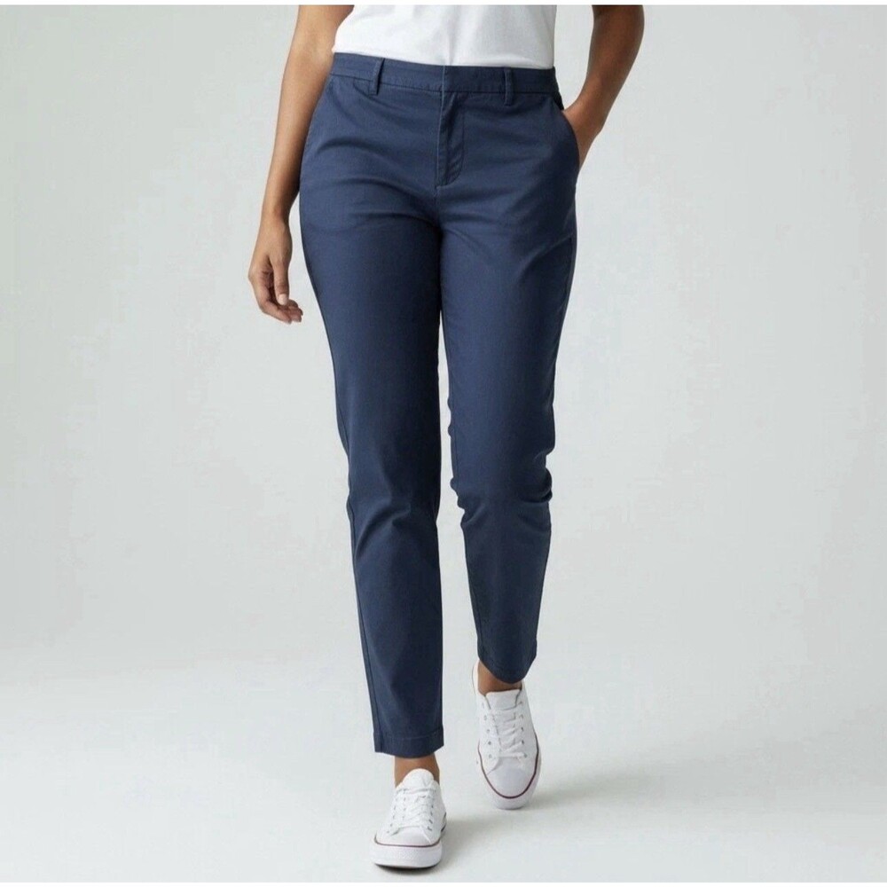 Wildfang Essential Trouser Pants 20W Blue Cuff Tapered Chino Unisex Androgynous